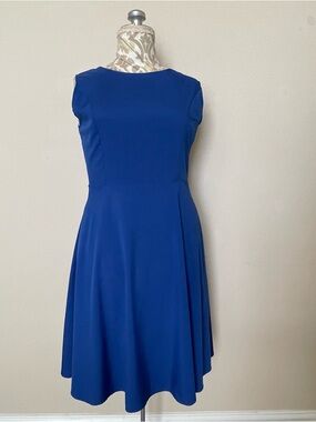 Royal Blue Midi Fit & Flare Dress Size Large | Elegant Wedding Guest Party Dress